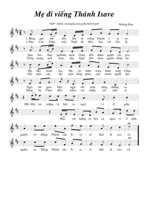Sheet PDF of Mẹ Đi Viếng Thánh Isave