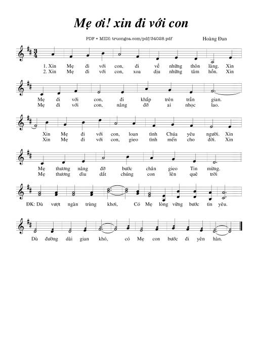 Sheet PDF of Mẹ Ơi, Xin Đi Với Con