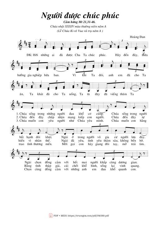 Sheet PDF of Người Được Chúc Phúc
