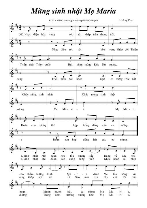 Sheet PDF of Mừng Sinh Nhật Mẹ Maria