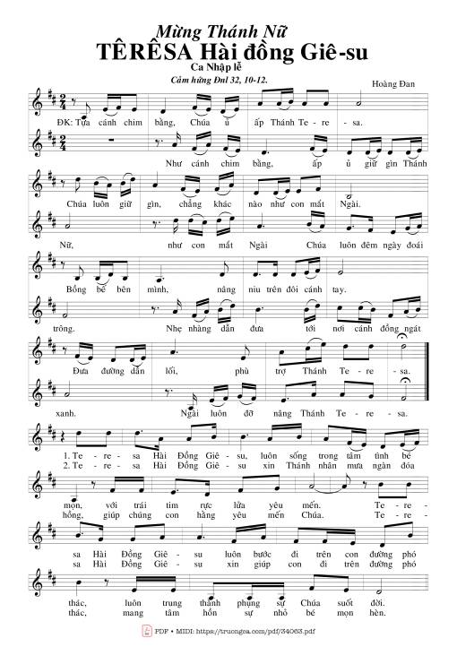 Sheet PDF of Mừng Thánh Nữ Têrêsa Hài Đồng Giêsu