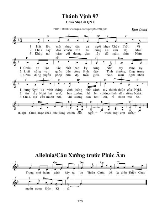 Sheet PDF of Thánh Vịnh 97, Chúa Nhật 28C Thường Niên