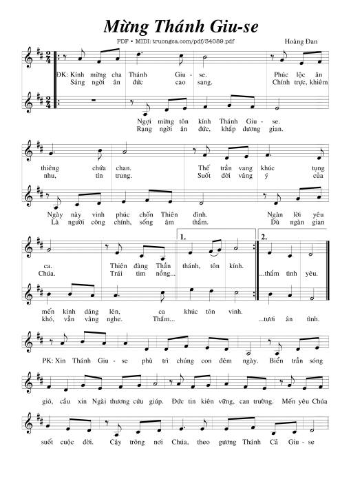Sheet PDF of Mừng Thánh Giuse