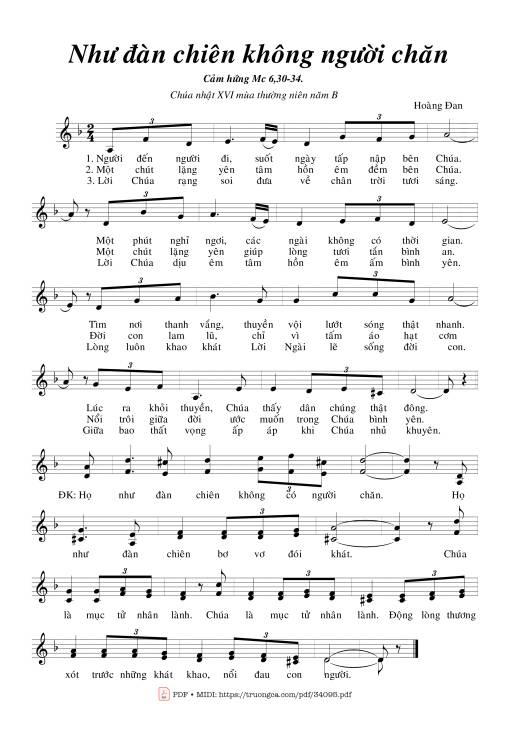 Sheet PDF of Như Đàn Chiên Không Người Chăn