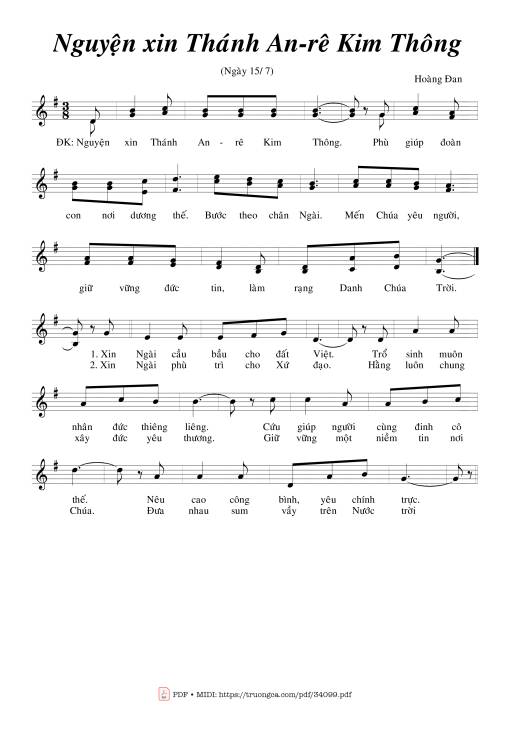 Nguyện Xin Thánh Anrê Kim Thông