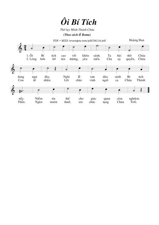 Sheet PDF of Ôi Bí Tích - Hoàng Đan