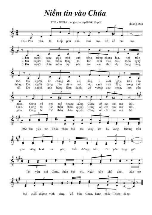 Sheet PDF of Niềm Tin Vào Chúa