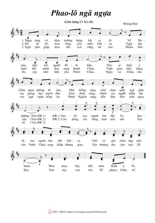 Sheet PDF of Phaolô Ngã Ngựa