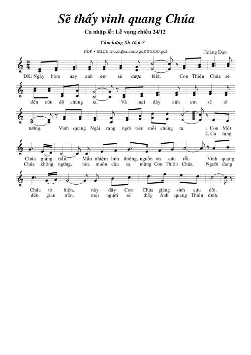 Sheet PDF of Sẽ Thấy Vinh Quang Chúa
