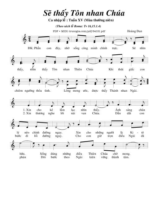 Sheet PDF of Sẽ Thấy Tôn Nhan Chúa