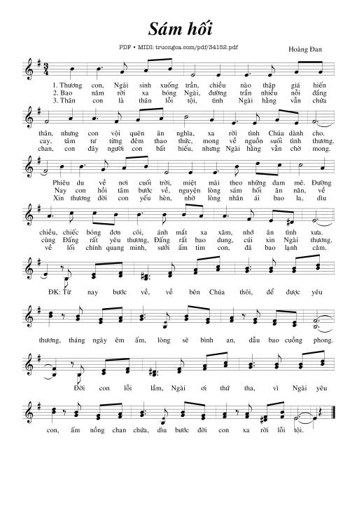Sheet PDF of Sám Hối - Hoàng Đan