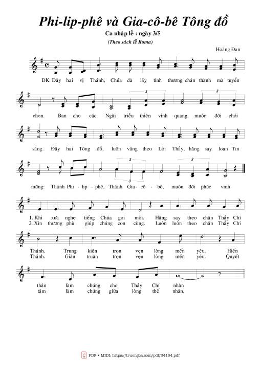 Sheet PDF of Philipphê Và Giacôbê Tông Đồ