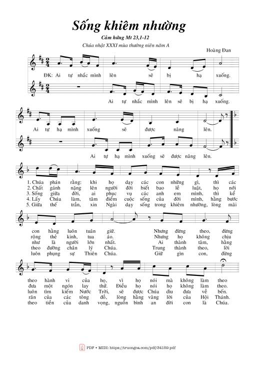 Sheet PDF of Sống Khiêm Nhường