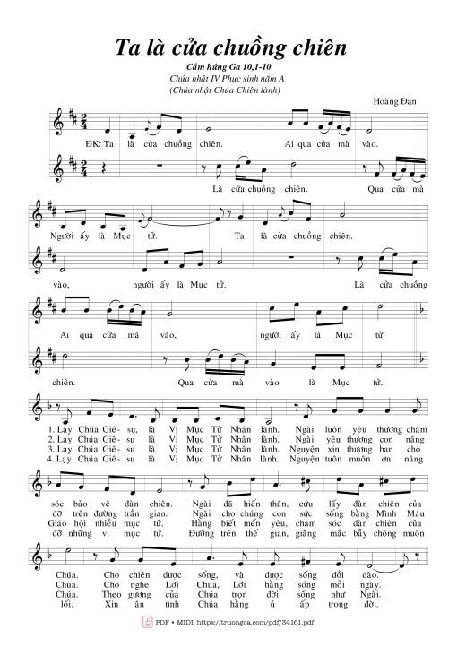Sheet PDF of Ta Là Cửa Chuồng Chiên
