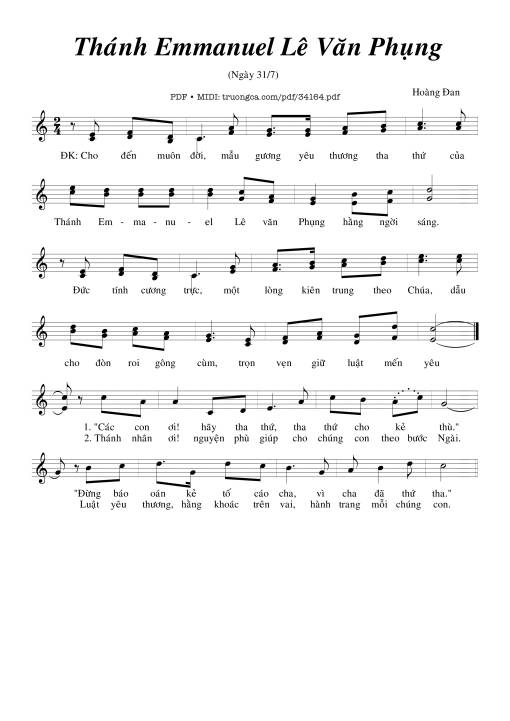 Sheet PDF of Thánh Emmanuel Lê Văn Phụng