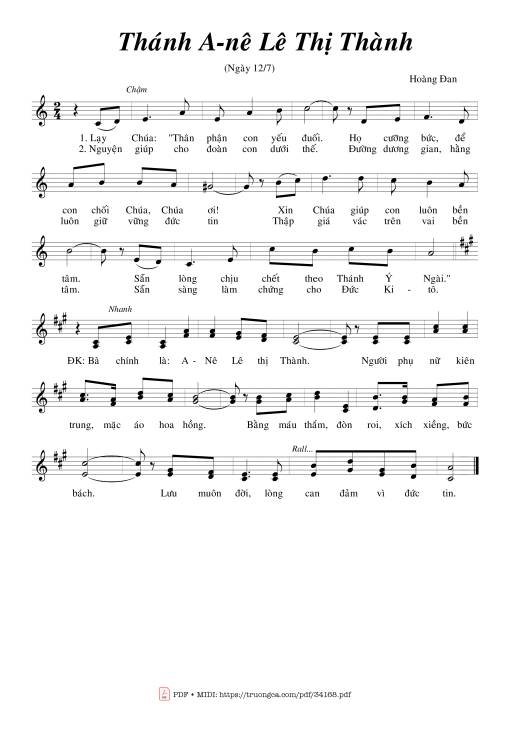 Sheet PDF of Thánh Anê Lê Thị Thành