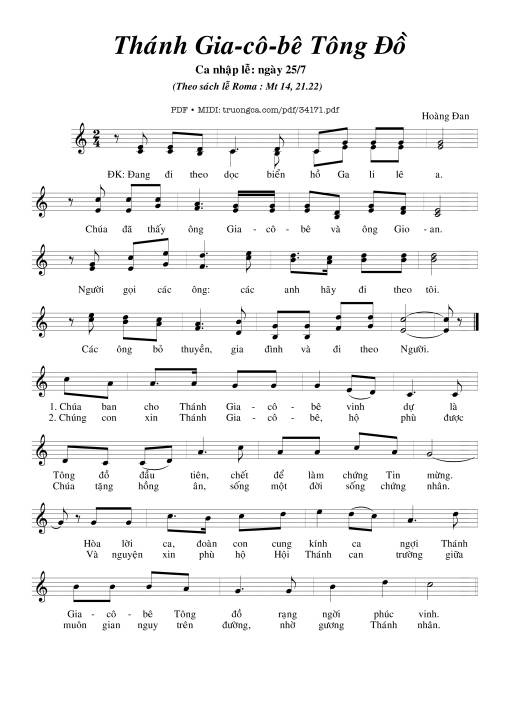 Sheet PDF of Thánh Giacôbê Tông Đồ