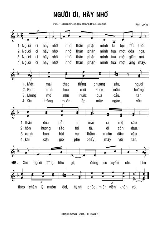 Sheet PDF of Người Ơi Hãy Nhớ