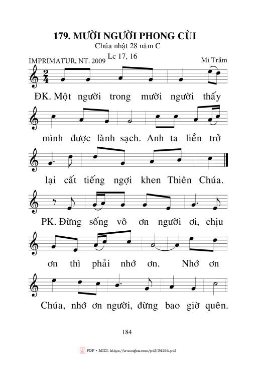 Sheet PDF of Mười Người Phung Cùi