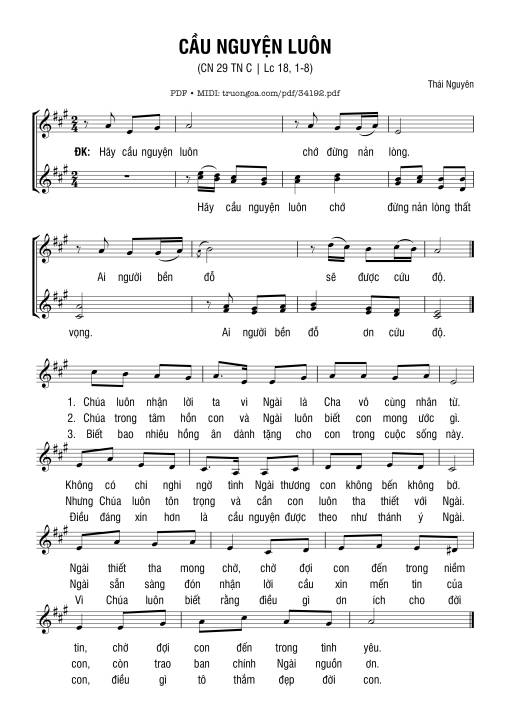 Sheet PDF of Cầu Nguyện Luôn