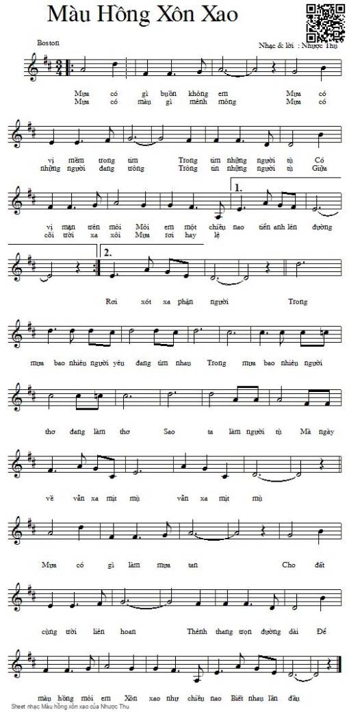 Sheet PDF of Màu hồng xôn xao