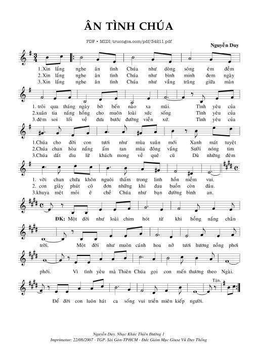 Sheet PDF of Ân Tình Chúa