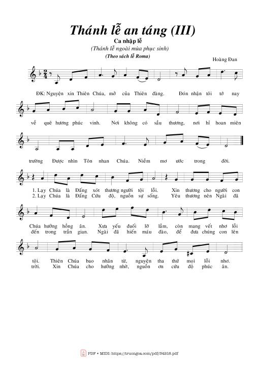 Sheet PDF of Thánh Lễ An Táng Iii