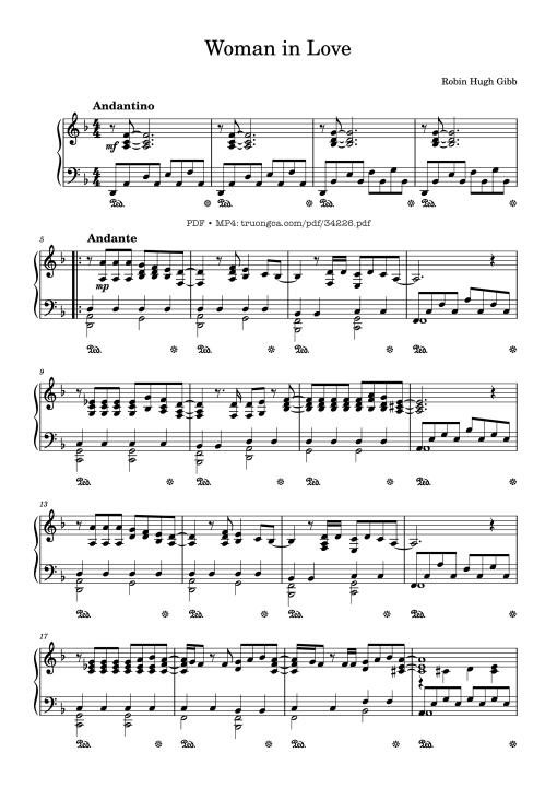 Woman in Love Piano - Robin Hugh Gibb