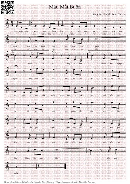 Sheet PDF of Màu mắt buồn