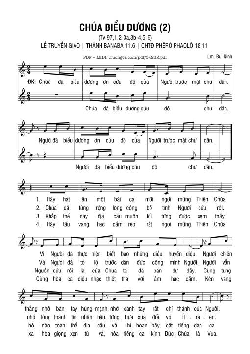 Sheet PDF of Thánh Vịnh 97, Chúa Biểu Dương