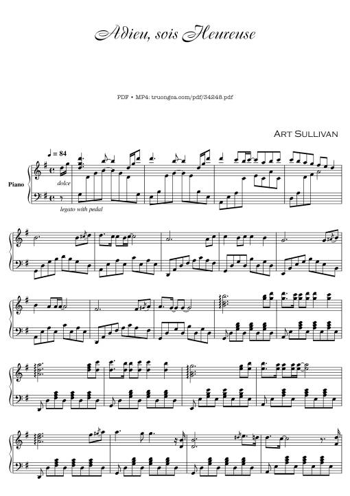 Sheet PDF of Adieu Sois Heureuse Piano