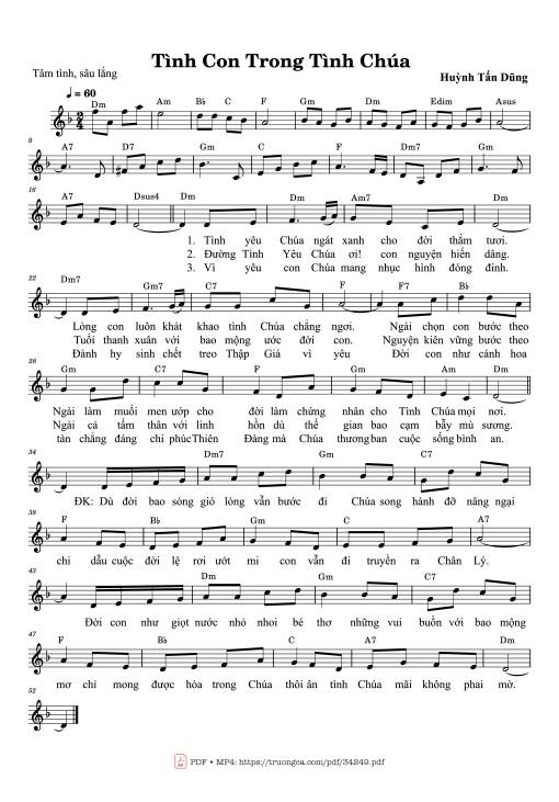 Sheet PDF of Tình Con Trong Tình Chúa
