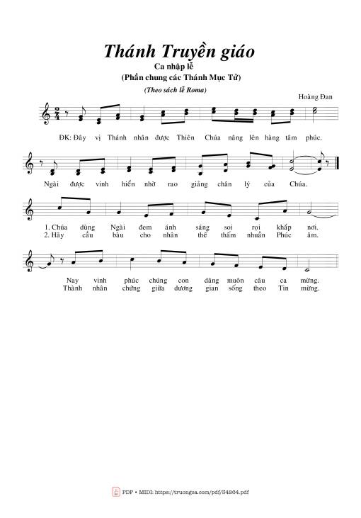 Sheet PDF of Thánh Truyền Giáo