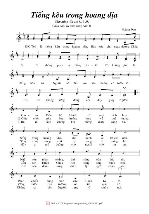 Sheet PDF of Tiếng Kêu Trong Hoang Địa