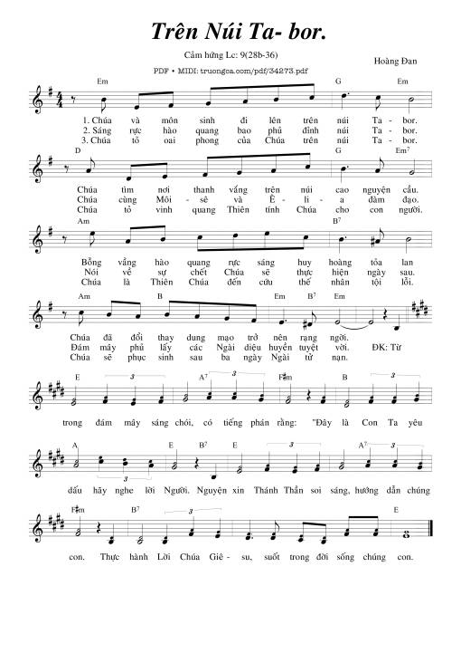 Sheet PDF of Trên Núi Tabor