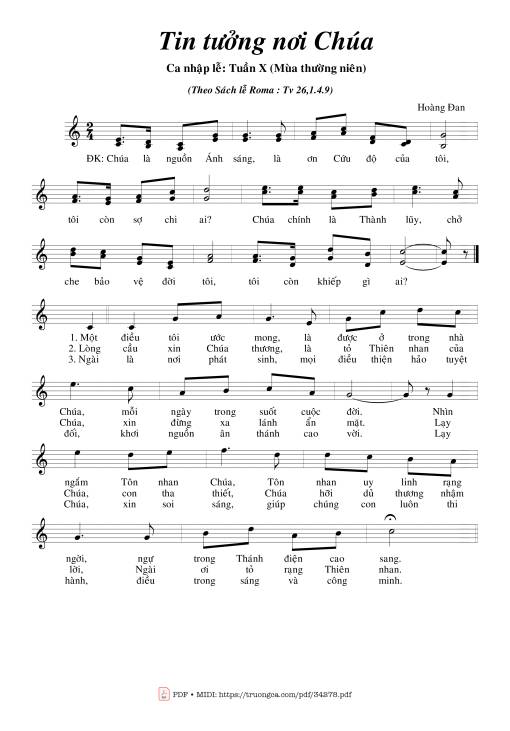 Sheet PDF of Tin Tưởng Nơi Chúa