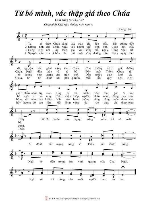 Sheet PDF of Từ Bỏ Mình Vác Thập Giá Theo Chúa