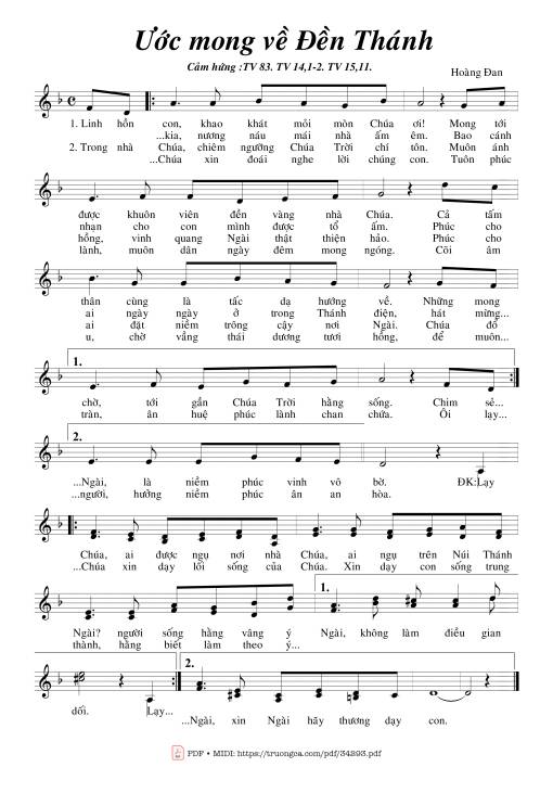 Sheet PDF of Ước Mong Về Đền Thánh
