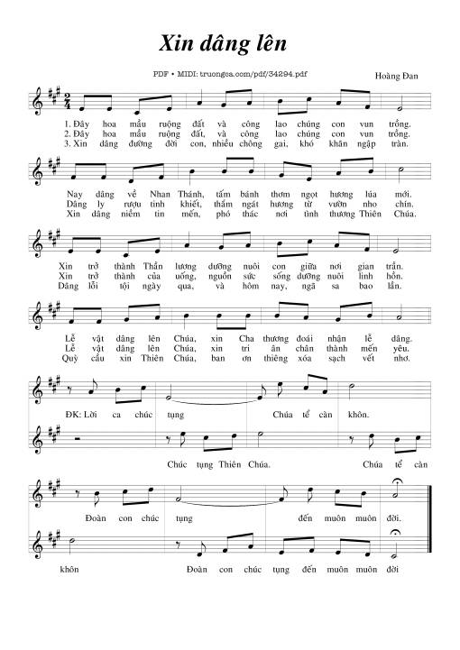 Sheet PDF of Xin Dâng Lên - Hoàng Đan
