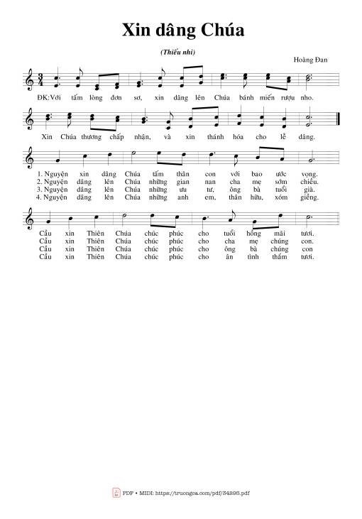 Sheet PDF of Xin Dâng Chúa