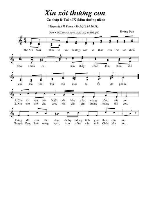 Sheet PDF of Xin Xót Thương Con