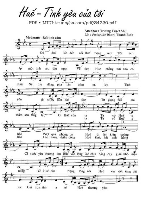 Sheet PDF of Huế Tình Yêu Của Tôi