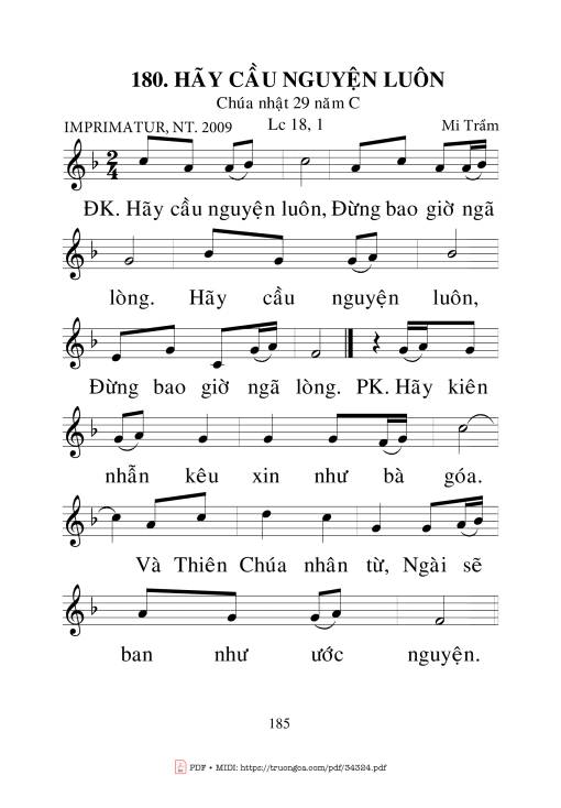 Sheet PDF of Hãy Cầu Nguyện Luôn