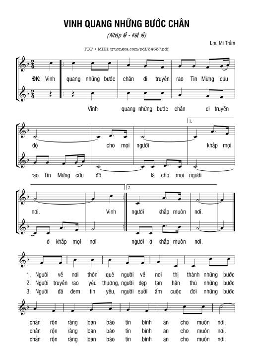 Sheet PDF of Vinh Quang Những Bước Chân