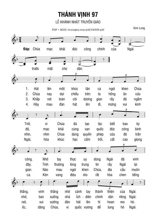 Sheet PDF of Thánh Vịnh 97, Lễ Khánh Nhật Truyền Giáo