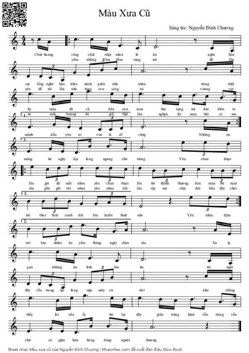 Sheet PDF of Màu xưa cũ - Nguyễn Đình Chương