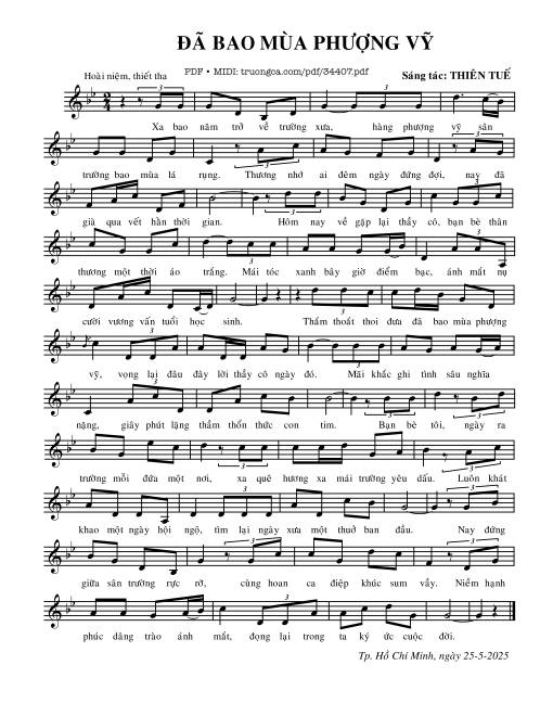 Sheet PDF of Đã bao mùa phượng vỹ