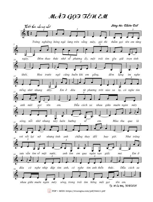 Sheet PDF of Mãi gọi tên em