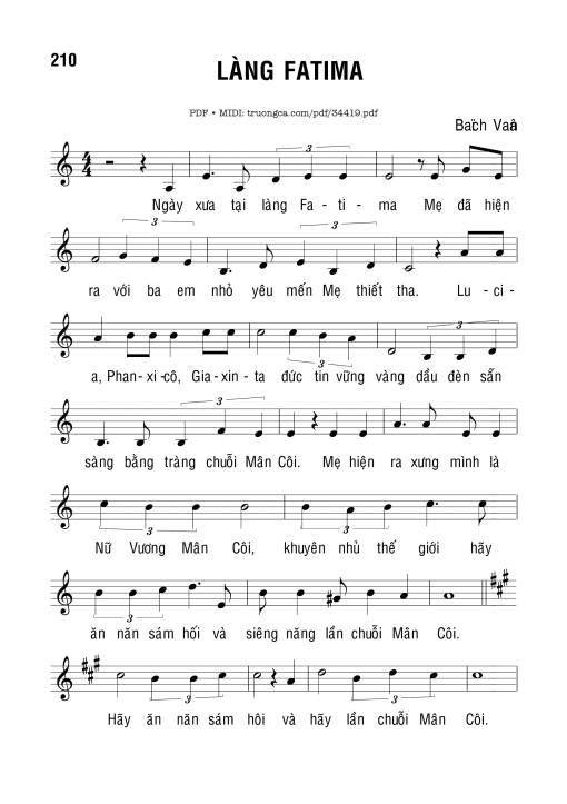 Sheet PDF of Làng Fatima - Bạch Vân