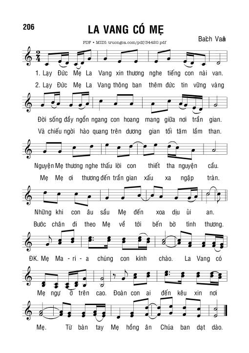 Sheet PDF of La Vang Có Mẹ